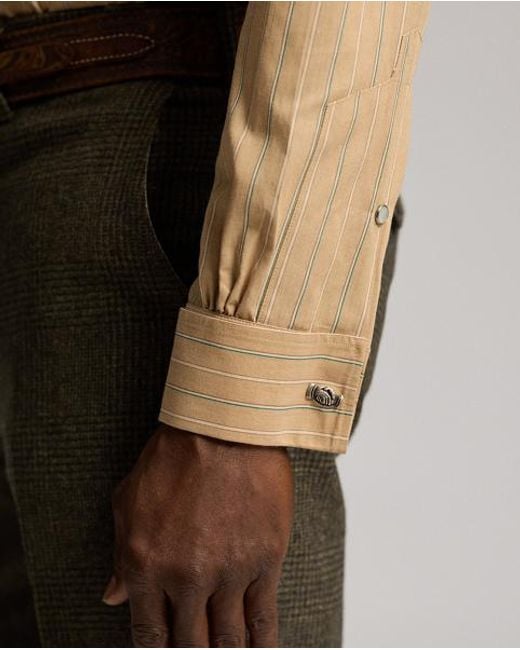 RRL Natural Slim Fit French Cuff Western Shirt for men