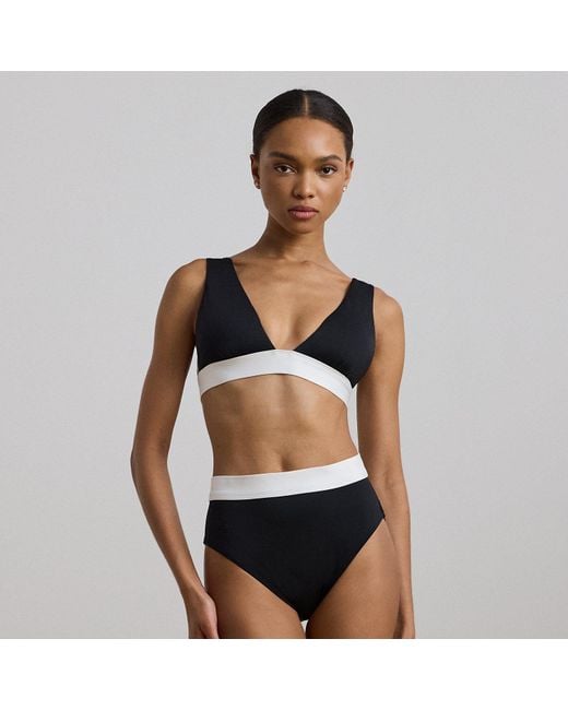 Ralph Lauren Black Two-Tone High-Waisted Bikini Bottom