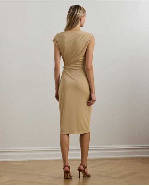 Ralph Lauren Natural Buckle-Trim Jersey Boatneck Dress