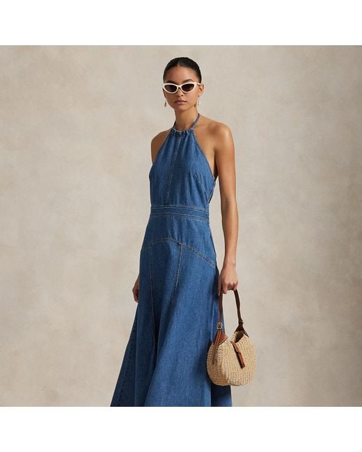 Polo Ralph Lauren Blue Denim Halter Dress