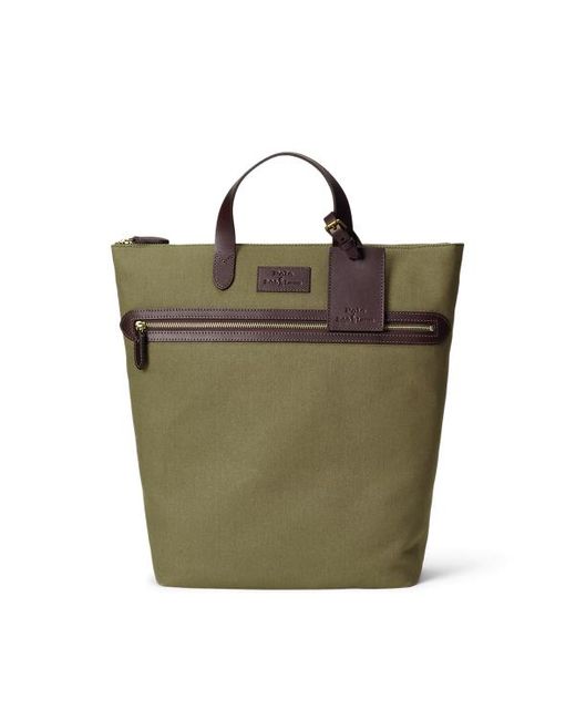 Polo Ralph Lauren Green Leather-trim Canvas Tote for men