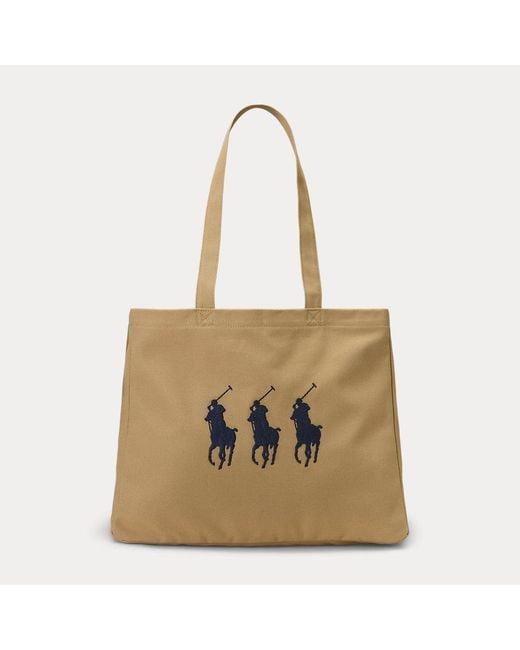 Polo Ralph Lauren Triplicate Big Pony Canvas Tote in Natural for Men Lyst UK
