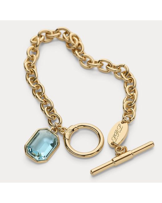 Ralph Lauren Metallic Plated Logo & Stone Flex Bracelet