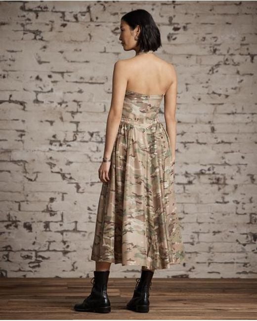 RRL Metallic Seidenkleid Mit Camouflage-Muster