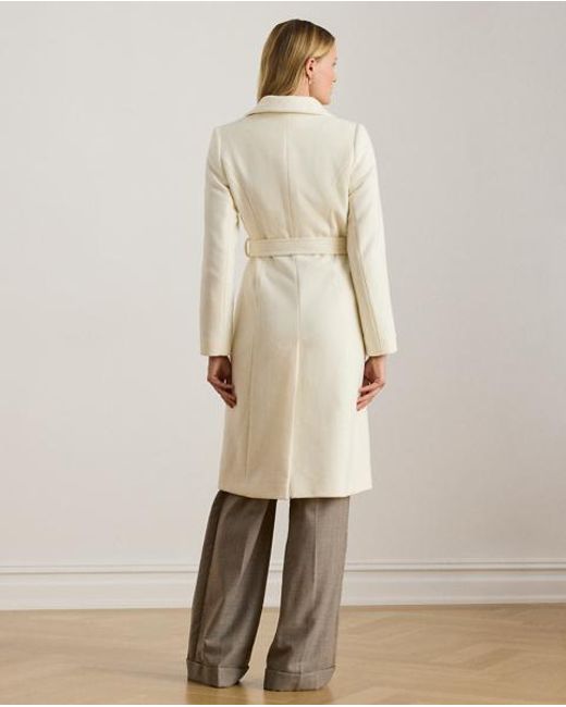 Ralph Lauren Natural Belted Wool-Blend Wrap Coat