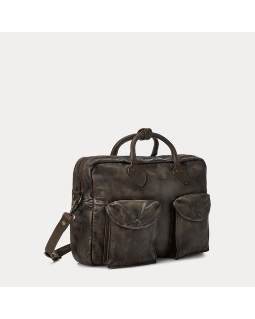 RRL Black Leather Briefcase for men