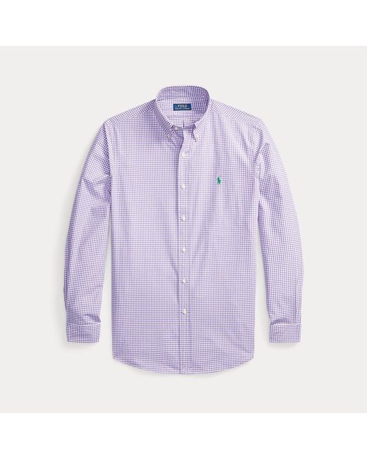 Polo Ralph Lauren Purple Custom Fit Gingham Stretch Poplin Shirt for men