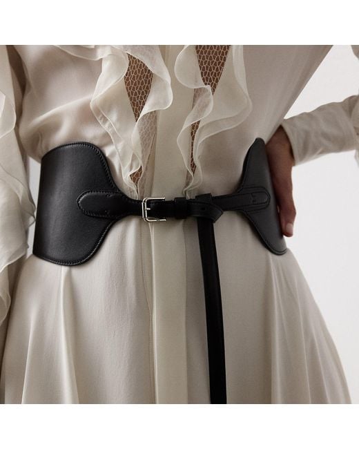 Ralph Lauren Black Calfskin Wide Corset Belt