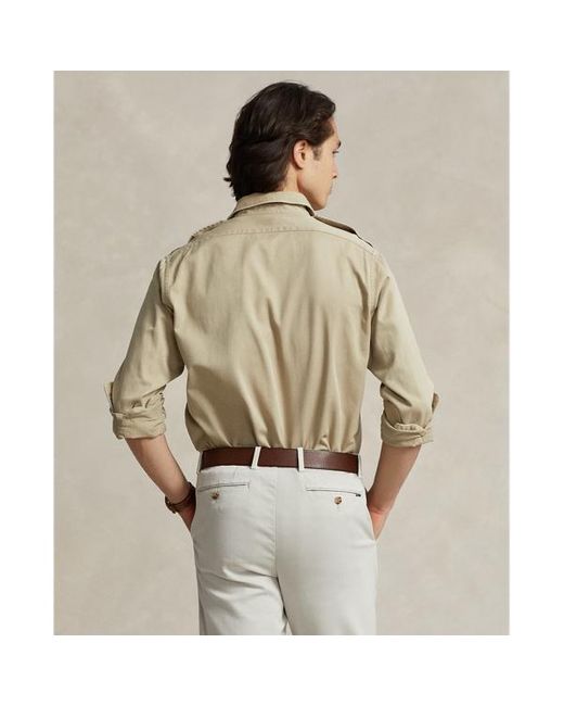 Polo Ralph Lauren Classic Fit Keperstof Werkoverhemd in het Natural voor heren