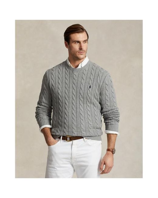 Ralph Lauren Gray Big & Tall - Cable-knit Cotton Jumper for men