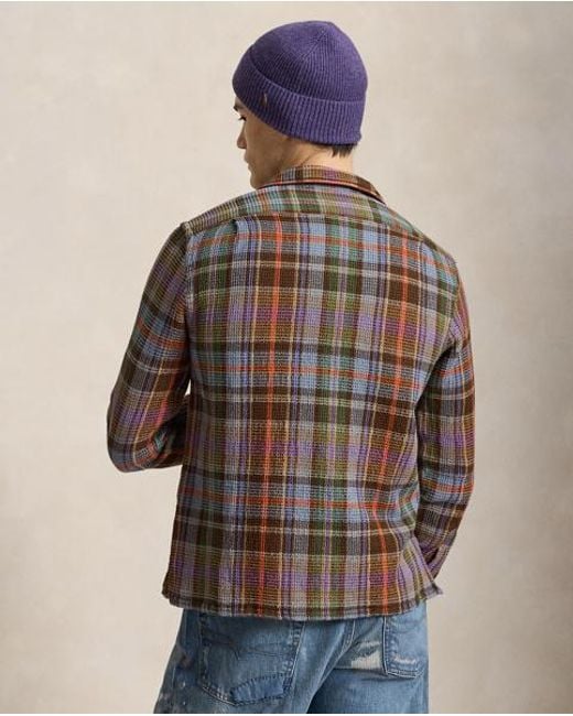 Polo Ralph Lauren Brown Classic Fit Plaid Waffle Camp Shirt for men