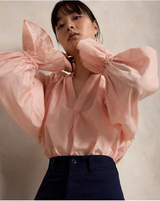 Ralph Lauren Pink Cotton-Silk Organdy Shirt