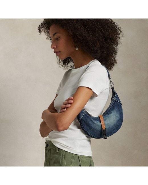 Polo Ralph Lauren Blue Polo Id Denim Mini Shoulder Bag