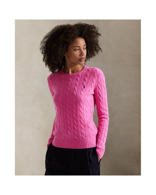 Girocollo in lana e cashmere a trecce di Polo Ralph Lauren in Pink