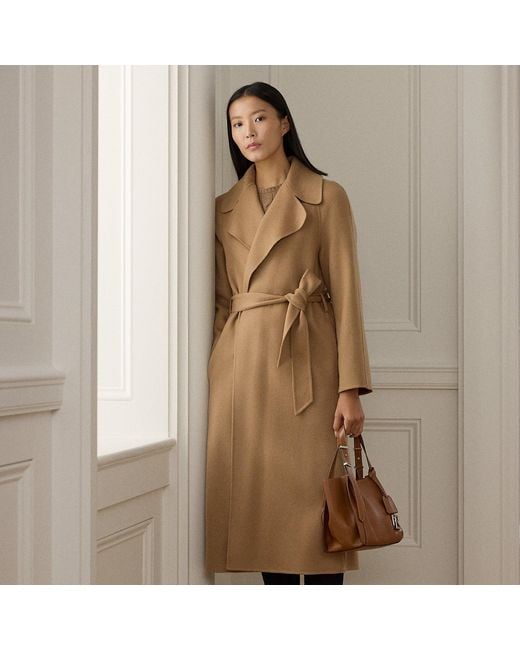 Ralph Lauren Natural Leonarda Cashmere Wrap Coat