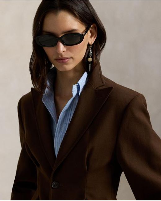 Polo Ralph Lauren Brown Single-Breasted Cotton-Wool Crepe Blazer