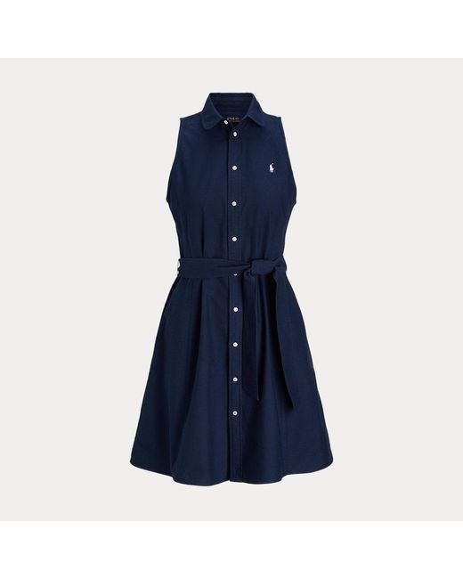 Polo Ralph Lauren Blue Oxford Belted Sleeveless Shirtdress