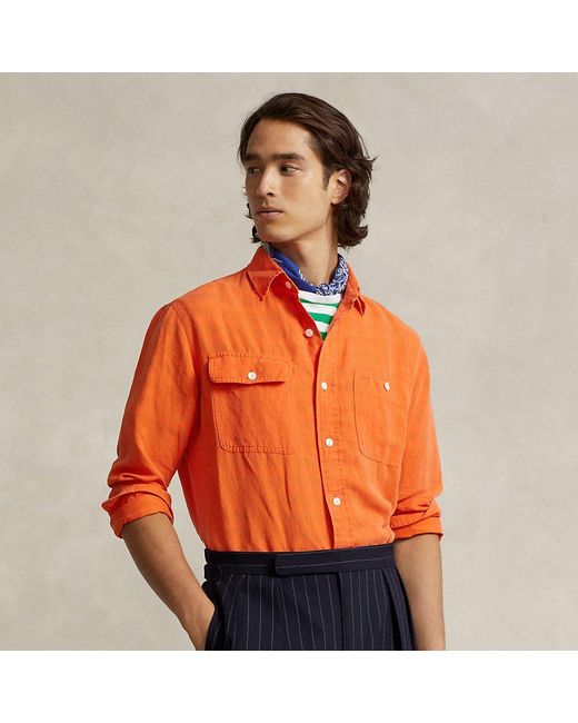 Polo Ralph Lauren Classic-Fit Arbeitshemd mit Leinen in Orange für Herren