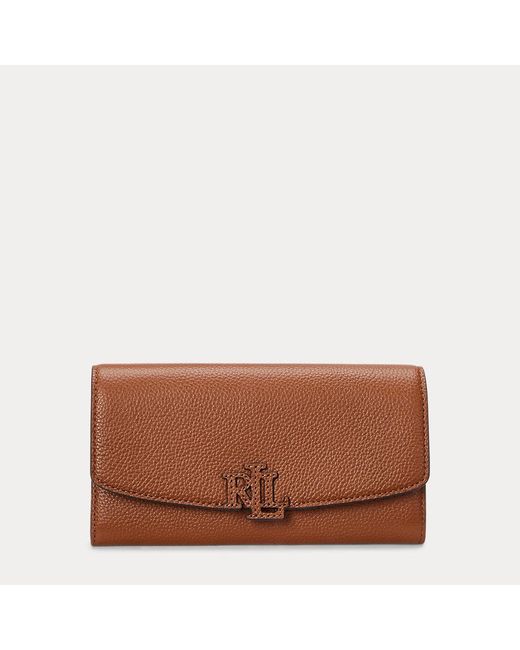 Ralph Lauren Brown Ralph Lauren Pebbled Large Cameryn Flap Wallet