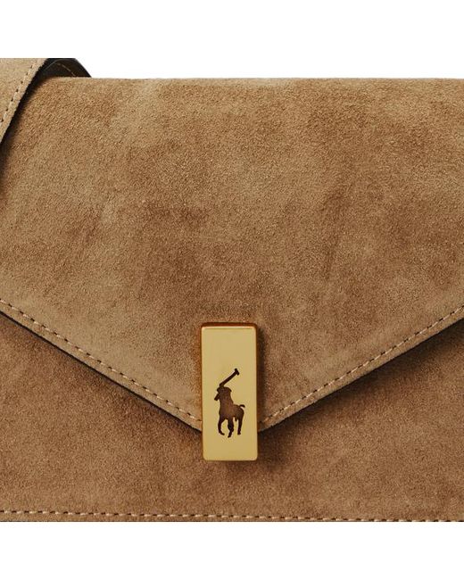 Portefeuille et sac Polo ID en daim Polo Ralph Lauren en coloris Natural