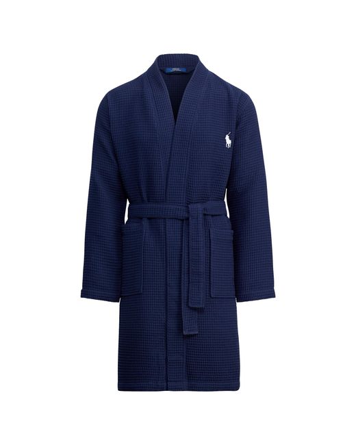 Peignoir kimono en coton gaufré Polo Ralph Lauren pour homme en coloris Blue