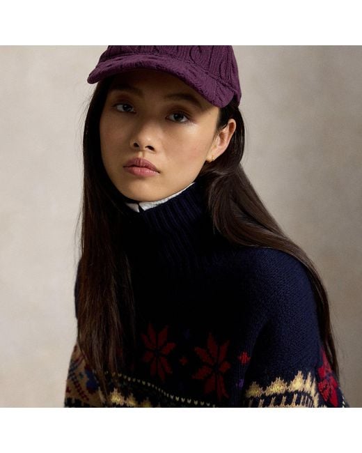 Polo Ralph Lauren Black Cable-Knit Cotton Ball Cap