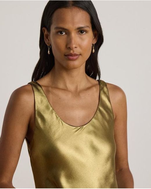 Ralph Lauren Green Metallic Chiffon Sleeveless Dress