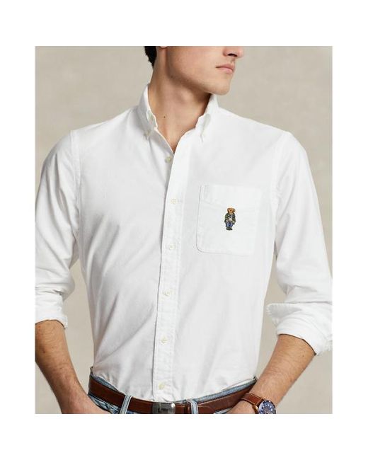 Camicia Oxford Polo Bear Custom-Fit di Polo Ralph Lauren in White da Uomo