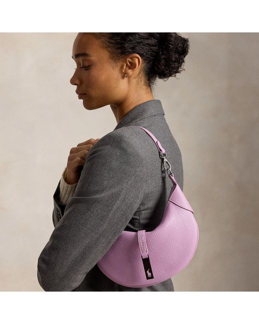 Polo Ralph Lauren Pink Polo Id Pebbled Mini Shoulder Bag