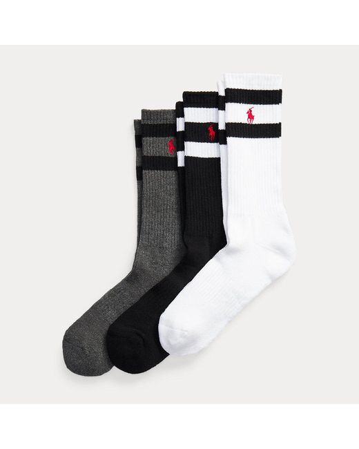 Polo Ralph Lauren Black Athletic Crew Sock Three-pack for men