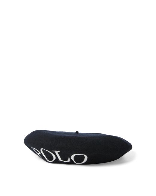 Ralph Lauren Polo Wool Beret in Black | Lyst