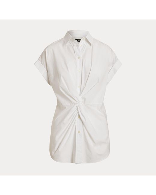 Ralph Lauren Natural Twist-Front Cotton Short-Sleeve Shirt