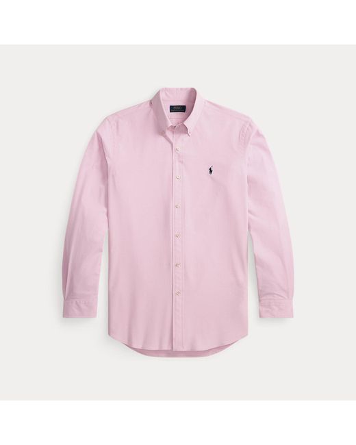 Polo Ralph Lauren Pink Custom Fit Stretch Poplin Shirt for men