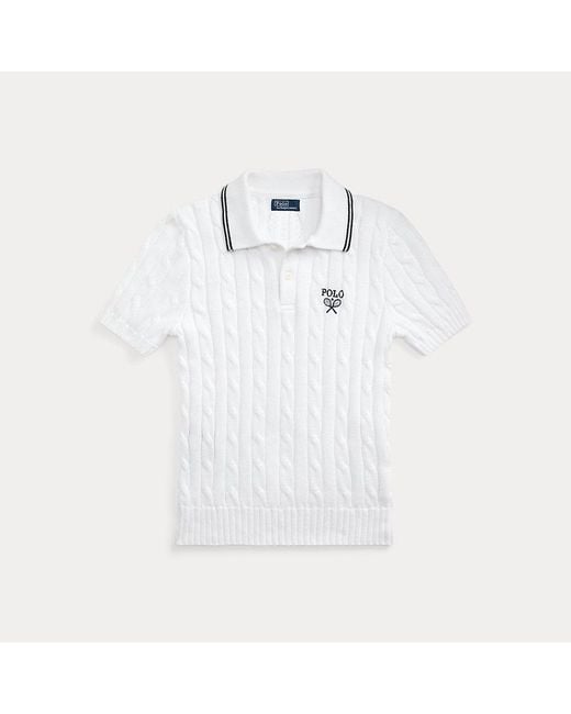 Polo Wimbledon in cotone a trecce di Polo Ralph Lauren in White