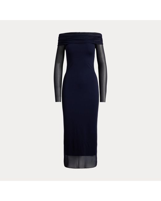Ralph Lauren Audria Jersey Cocktail Dress in Blue | Lyst UK