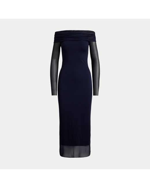 Ralph Lauren Blue Audria Jersey Cocktail Dress