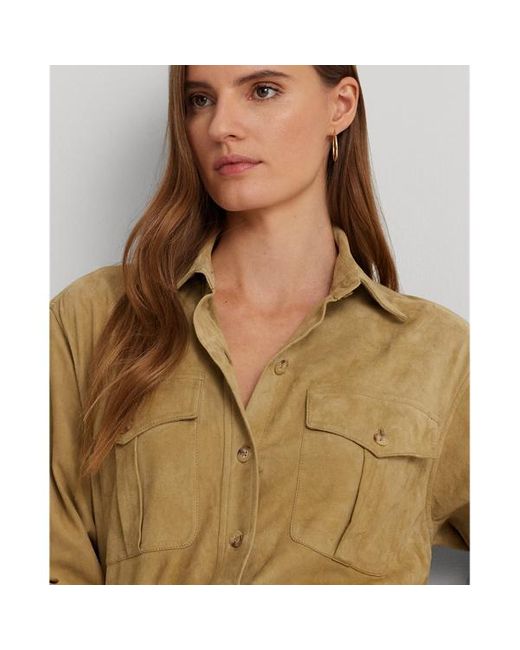 Camicia in capra scamosciata di Lauren by Ralph Lauren in Green
