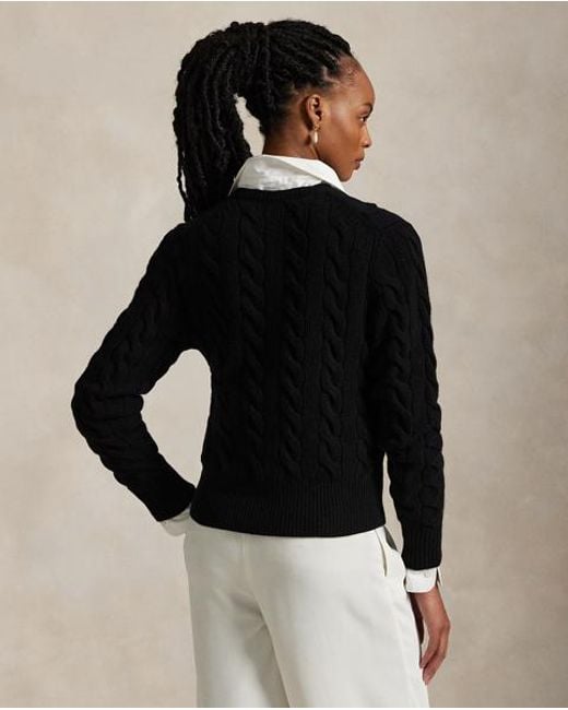 Polo Ralph Lauren Kabelgebreid Wol-Kasjmier Vest in het Black