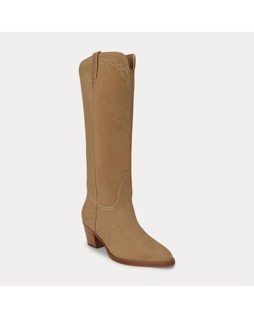 Ralph Lauren Brown Harpher Suede Tall Boot