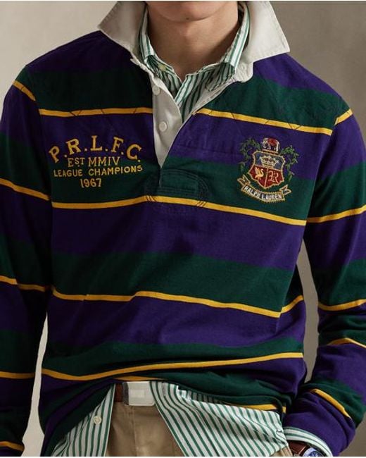 Polo Ralph Lauren Blue Classic Fit Embroidered Rugby Shirt for men