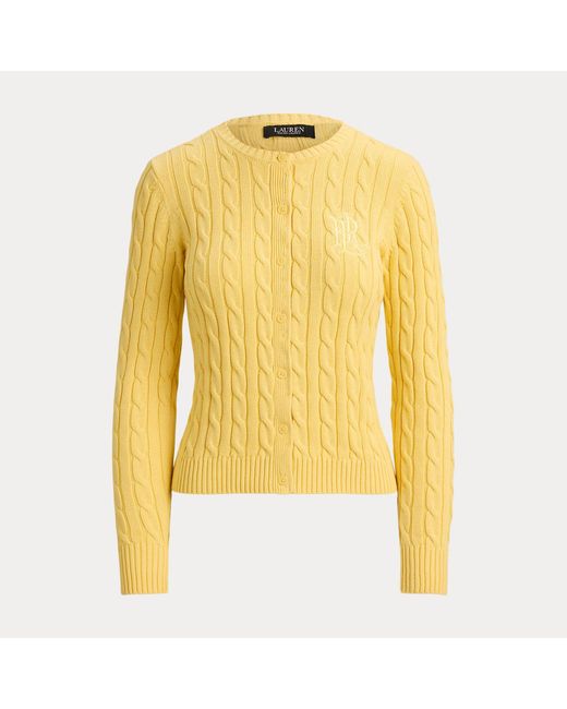 Ralph Lauren Yellow Cable-Knit Cotton Cardigan