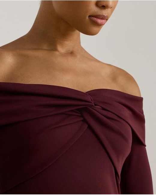 Ralph Lauren Purple Twist-Front Off-The-Shoulder Dress