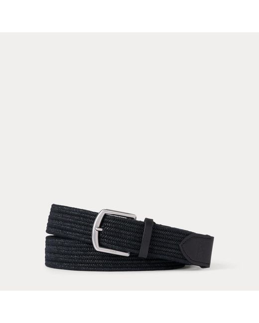 Cinturón Trenzado Con Ribete De Piel Polo Ralph Lauren de hombre de color Black
