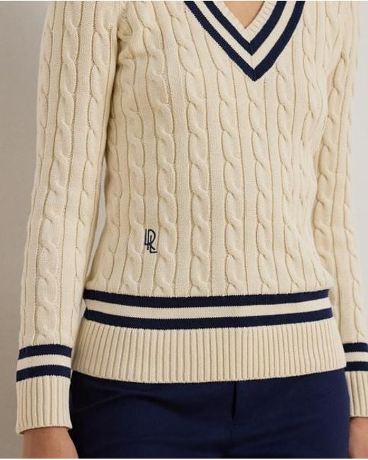 Ralph Lauren Natural Cable-Knit Cotton Cricket Sweater