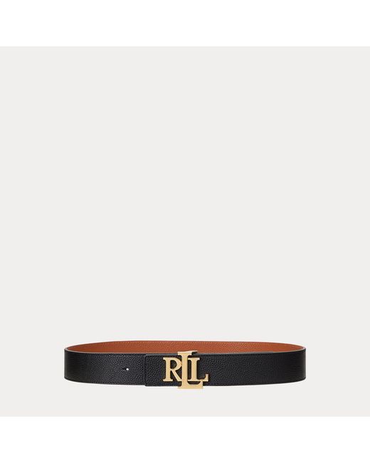 Ralph Lauren Black Reversible Leather-Tone Buckle Belt