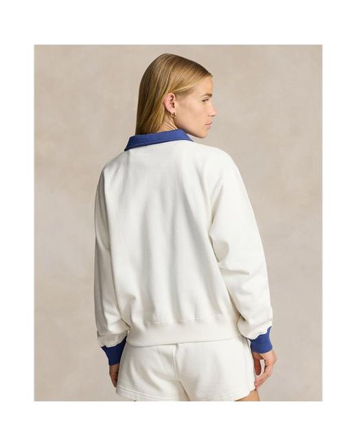 Polo Ralph Lauren White Fleece-Pullover mit Flagge und Logo