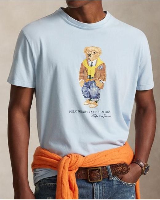 Polo Ralph Lauren Blue Custom Slim Fit Polo Bear T-Shirt for men