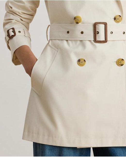 Ralph Lauren Natural Double-Breasted Cotton-Blend Trench Coat