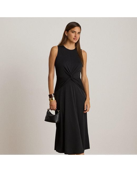 Ralph Lauren Black Twist-Front Sleeveless Jersey Dress