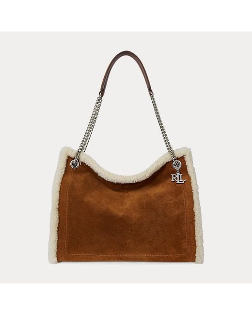 Ralph Lauren Bradley Grote Draagtas Met Schapenvacht in het Black